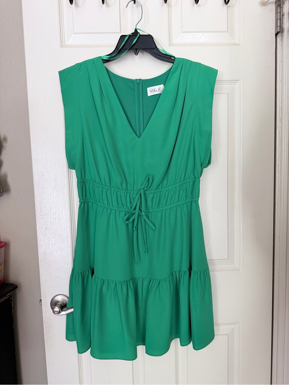 Eliza J Green V-Neck Tiered Dress -